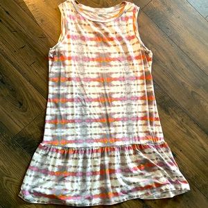 Tart Tie Dye Ruffle Hem Sleeveless Boatneck Dress